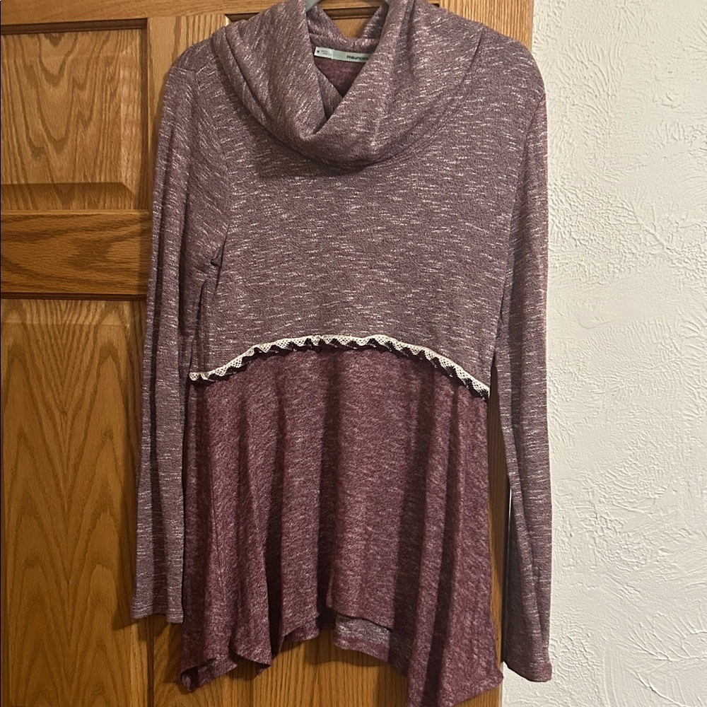 Maurices Women's Purple Sweater with Lace Trim
